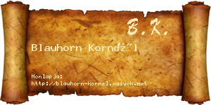 Blauhorn Kornél névjegykártya